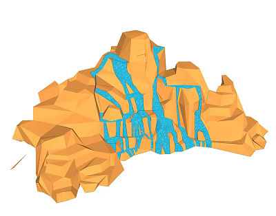 Modern rockery mountain body flowing water 3d model Modern rockery mountain body flowing water 3d model