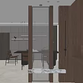 Modern Interior Glass Partition Design With Wooden Frame And Ambient Lighting