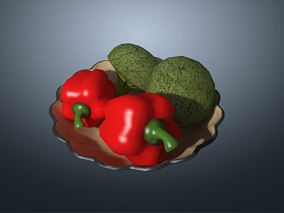 Broccoli with vegetables and peppers 3d model