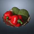 Broccoli with vegetables and peppers 3d model