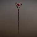 Wizard Magical Staff With Pink Gem And Golden Branch Creature Design