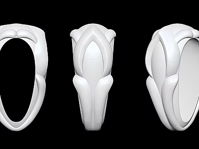 Unique Artistic White Ring Designs 3D Modeled With Intricate Patterns Showcased In Three Angles 3d model