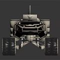 Futuristic Utility Vehicle Featuring Large Tires Antenna And Robotic Mechanical Design