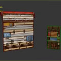 Scene Building Blocks With Red Top Wooden Layers Blue Blocks And Stone Structure