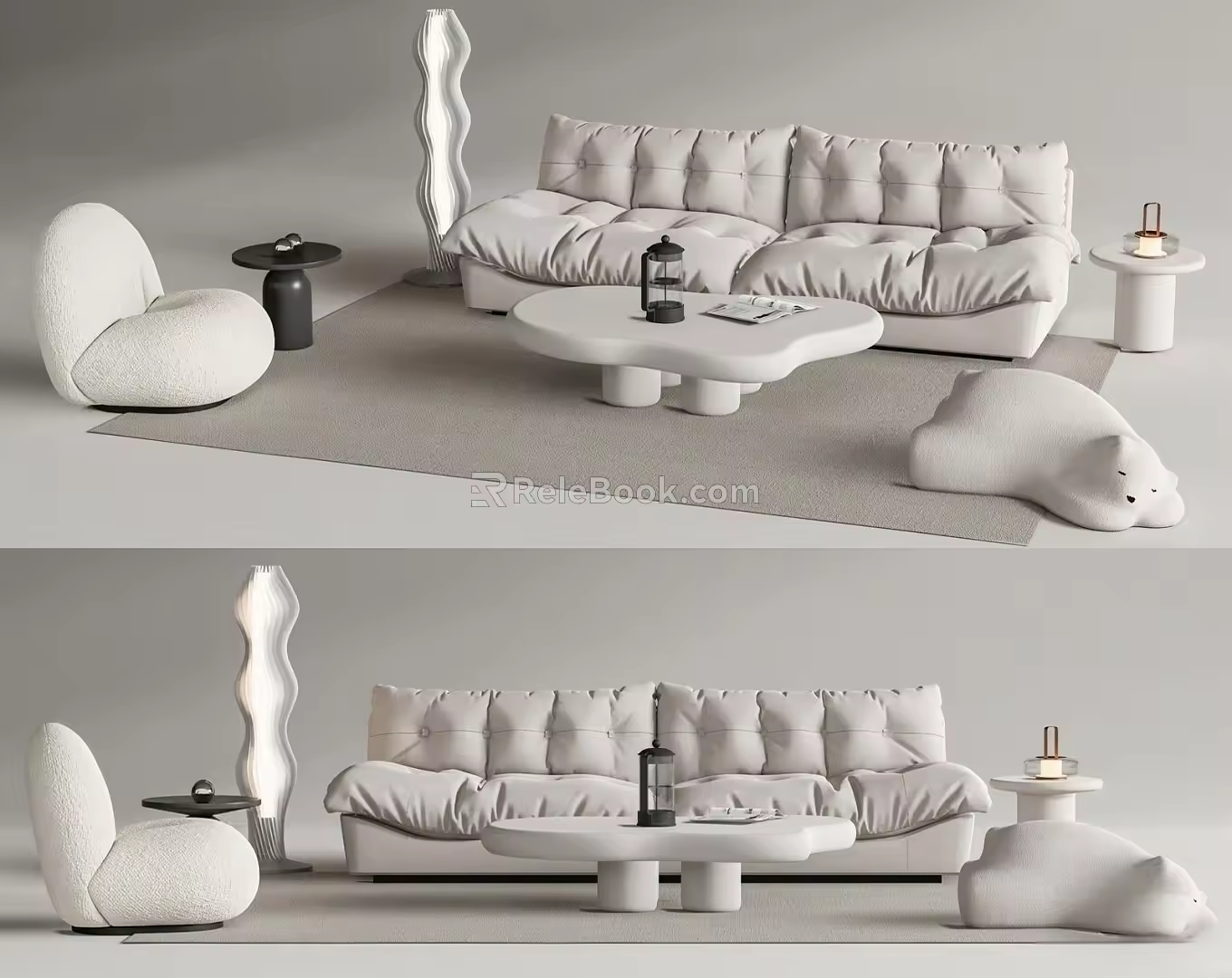 Modern Sofa Coffee Table Combination Lazy Sofa Double Sofa Single Sofa 3d model