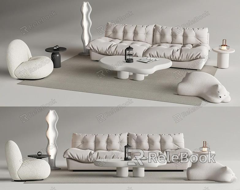 Modern Sofa Coffee Table Combination Lazy Sofa Double Sofa Single Sofa model