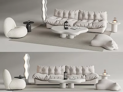 Modern Sofa Coffee Table Set With Irregular Table Side Lamp And Living Decor 3d model