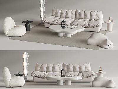 Modern Sofa Coffee Table Combination Lazy Sofa Double Sofa Single Sofa model