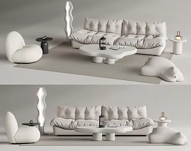 Modern Sofa Coffee Table Combination Lazy Sofa Double Sofa Single Sofa 3d model