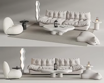 Modern Sofa Coffee Table Combination Lazy Sofa Double Sofa Single Sofa 3d model