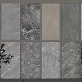 Various Gray Marble Texture Wall Panels Display With Green Plant And Glass Vase