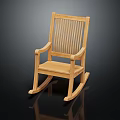 Modern Wooden Rocking Chair with Slatted Back and Armrests Light Wood Design