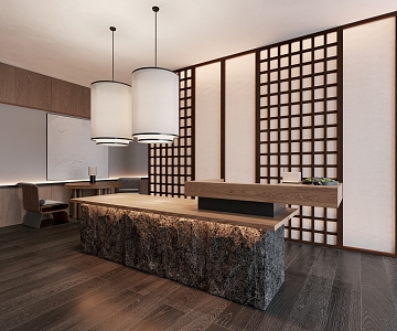 Quiet Homestay Front Desk Famous Hostel Partition Reception Front Office 3d model