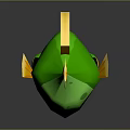 Cute Green Fish With Yellow Fins Tail And Big Eyes In Cartoon Style