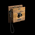 Vintage Wooden Telephone With Metal Components Wall Mounted Design And Handset Cable