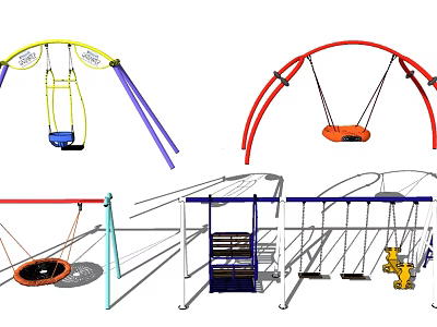 Colorful Outdoor Playground Equipment With Swing Sets Climbing Frames And Durable Swing Seats For Kids 3d model