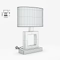 Modern Minimalist Table Lamp With Square Dark Base And Beige Linen Shade 3d model