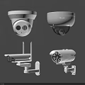 Different Surveillance Camera Types Including Dome Bullet and Wireless Models For Security 3d model