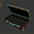 Open Red Box With Gold Trim And Black Interior Featuring Handle 3d model