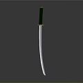 Traditional Curved Sword With Green Handle And Golden Top Silver Blade