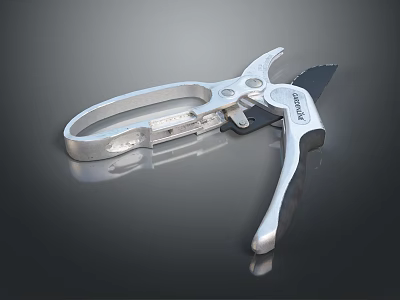 Fiskars Multi Purpose Silver Metal Scissors With Serrated Blade And Comfort Grip Handle 3d model
