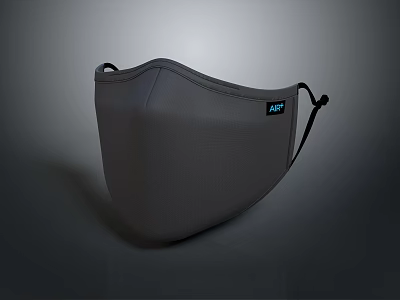 Gray Protective Face Mask With Black Straps And AST Logo Design 3d model