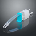 Industrial Water Pump Featuring White Housing Blue Connector And Transparent Flexible Hose