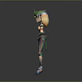 Game and Movie Character Female Elf 3D Model With Green Headdress Armor Outfit Gloves Boots