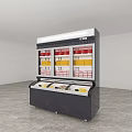 Modern Commercial Refrigerator Freezer with Multiple Shelves Colorful Storage Containers Display Design