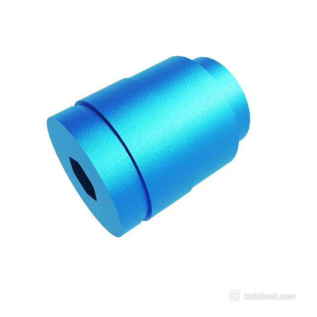 Blue Cylindrical Mechanical Component With Matte Finish And Central Hole Design 3d model