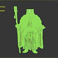 Fantasy Badger Character In Green Robe With Fur Trim And Decorated Staff