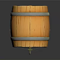 Wooden Barrel With Green Hoops Wooden Stand And Metal Spigot