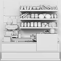 Bakery Reception Counter With Various Bread Loaves Coffee Machine And Glass Display Case 3d model