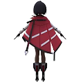 Anime Style Woman In Red Black White Outfit With Arm Blades And Decorative Boots