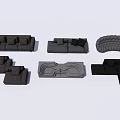 Modern Modular Sofa Set with Various Shapes and Comfortable Cushioned Design 3d model
