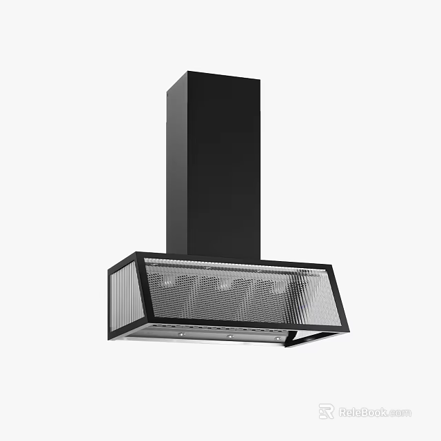 Modern Black Kitchen Hood With Sleek Design Stainless Steel Frame And Glass Panel 3d model 