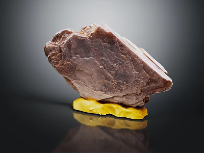 Natural Stone Material Display Piece On Wooden Base With Decorative Texture And Smooth Surface 3d model