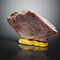Natural Stone Material Display Piece On Wooden Base With Decorative Texture And Smooth Surface