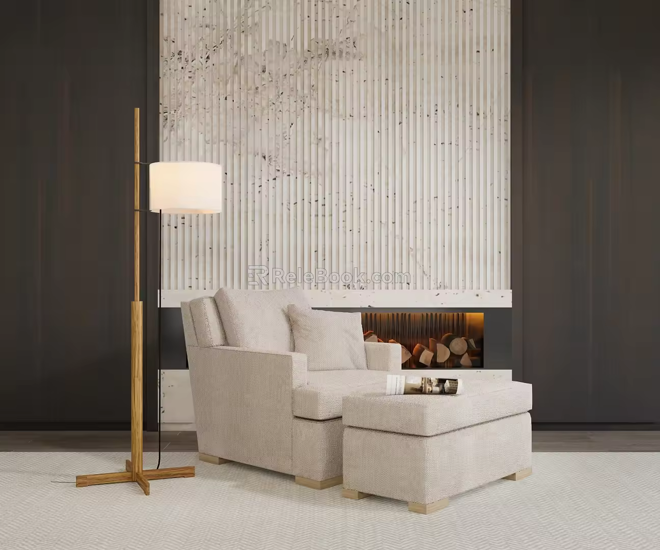Quiet single sofa leisure recliner floor lamp 3d model