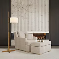 Quiet single sofa leisure recliner floor lamp 3d model