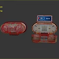 Modern Commercial Equipment Featuring Display Screen Circular Panels Open Compartment And Illuminated Indicators