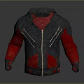 Casual Stylish Blue Red Hooded Jacket With Zipper And Red Lining