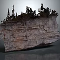 Natural Layered Rock Formation with Pine Trees Growing On Top and Textured Surface