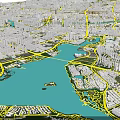 Aerial Urban Planning View With City Layout Road Network Water Bodies And Green Spaces