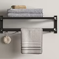 Bathroom small towel rack towel bar triangle basket toilet paper box toilet brush row hook towel rack 3d model