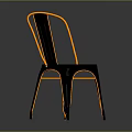 Modern Black And Orange Chair With Metal Frame Vertical Backrest And Sleek Contemporary Design