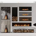 Modern Fireplace Designs With Burning Flames Marble Surfaces And Wood Logs