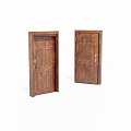 Classic Brown Wooden Hinged Doors With Panel Design For Home Interiors