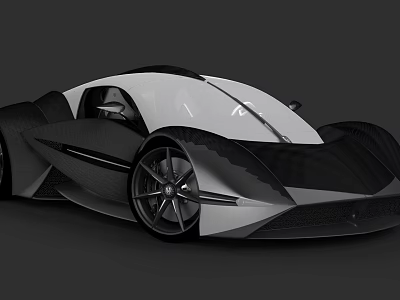 Futuristic Sports Car With Sleek Black And White Body And Large Alloy Wheels 3d model