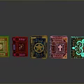 Ornate Carved Decorative Boxes With Colorful Emblems And Gemstone Accents